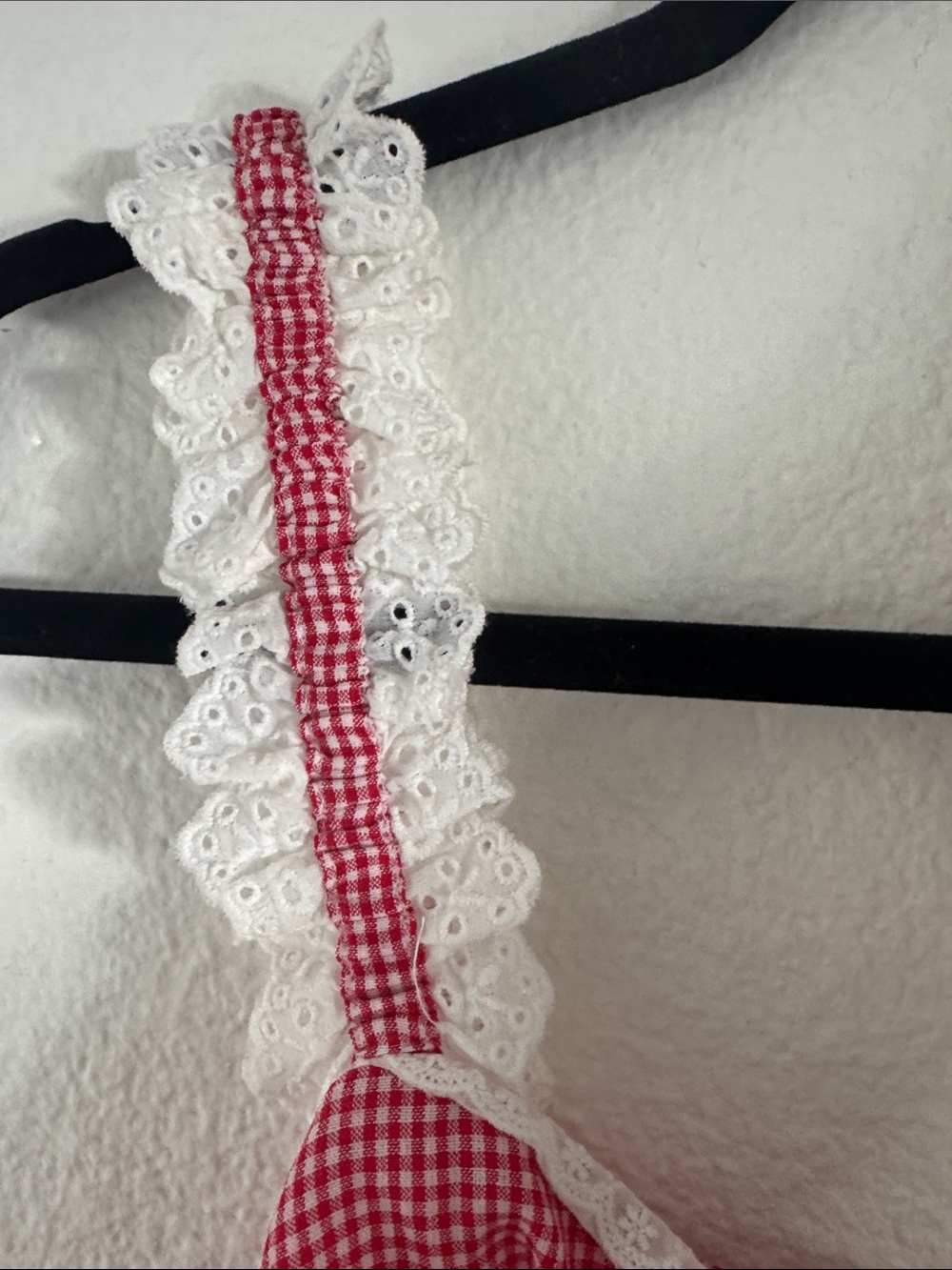 Lush Red Gingham Bodice with White Lace Skirt Dress - Picture 5 of 7